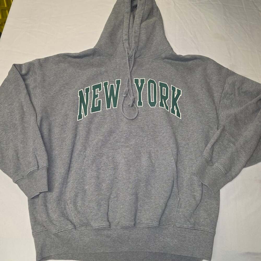 John Galt New York Graphic Heavyweight Grey Pullover Hoodie